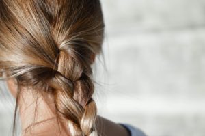 back of braided, light hair